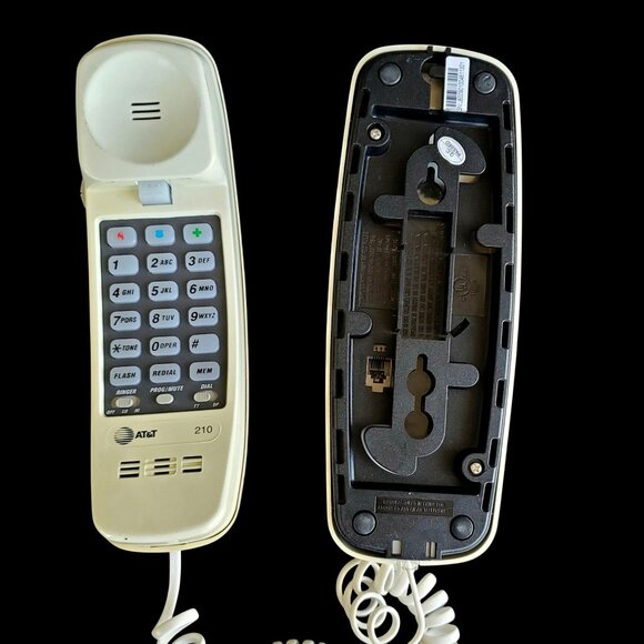 Vintage 90s AT&T Telephone Trimline 210 Touch Tone Wall Mount Speed Memory Bank - Picture 11 of 13